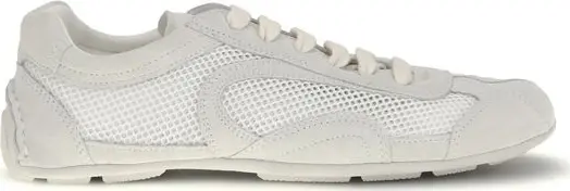 White Fabric Low Top Sneakers