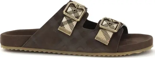 Brown Calf Leather Bos Taurus Flat Sandals