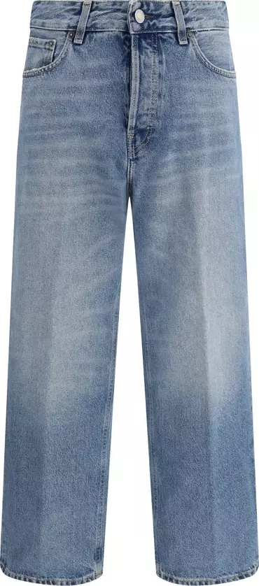 Blue Cotton Boyfriend Jeans