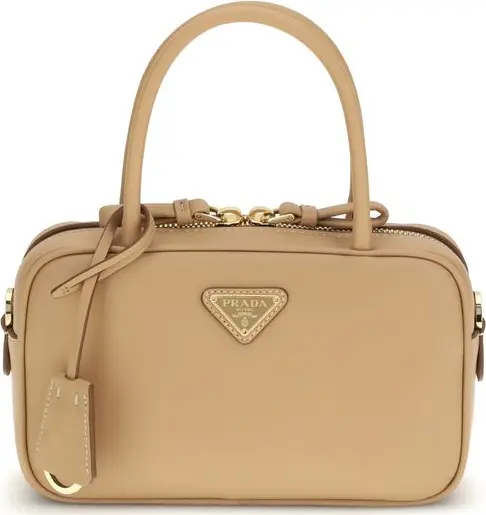 Beige Calf Leather Bos Taurus Handbag