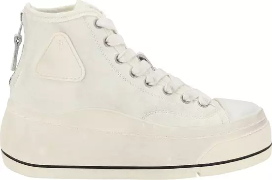 White Cotton High Top Sneakers