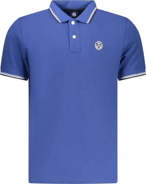 Blue Cotton Men Polo Shirt