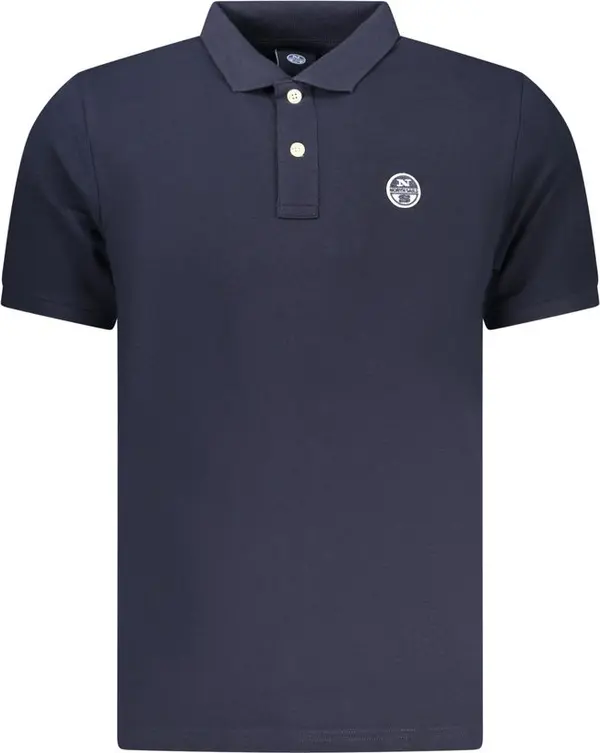 Blue Cotton Men Polo Shirt