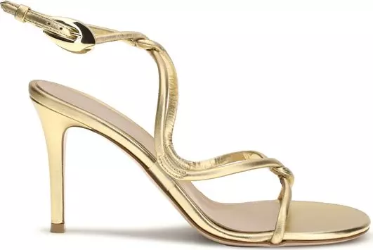 Gold Calf Leather Bos Taurus Stiletto Heel Sandals