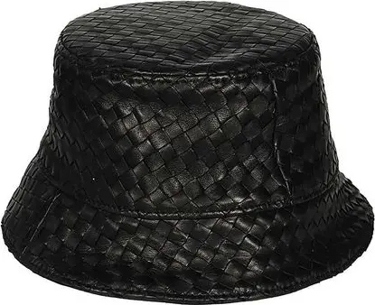 Black Lamb Leather Bucket Hat