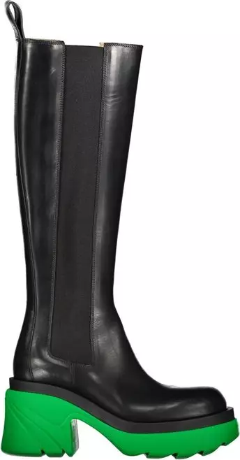 Black Leather High Heel Boots