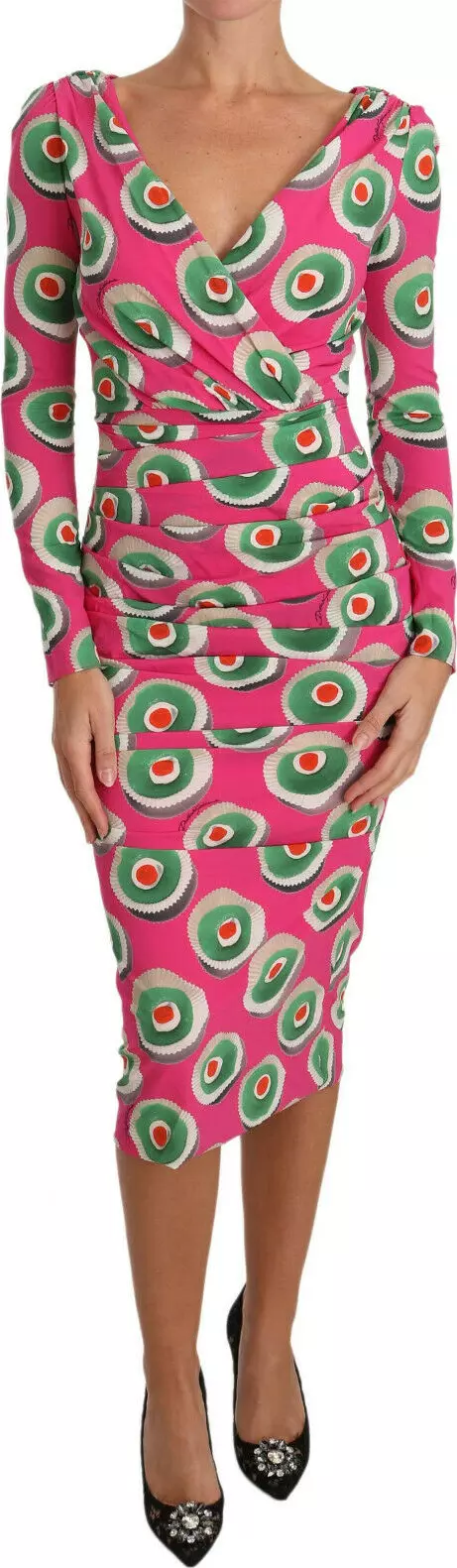 Pink Silk Cup Cake Sheath Stretch  Dress