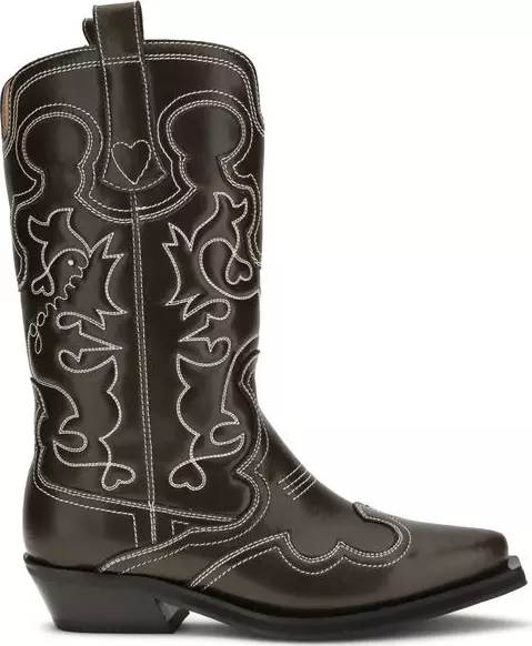 Brown Polyurethane Lace-Up Boots