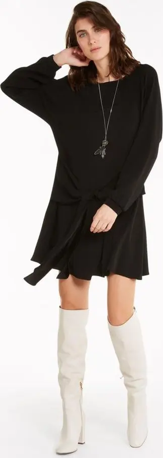 Black Viscose Casual Dress