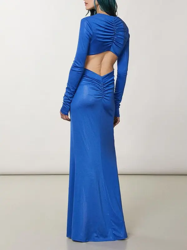 Blue Polyester Casual Dress