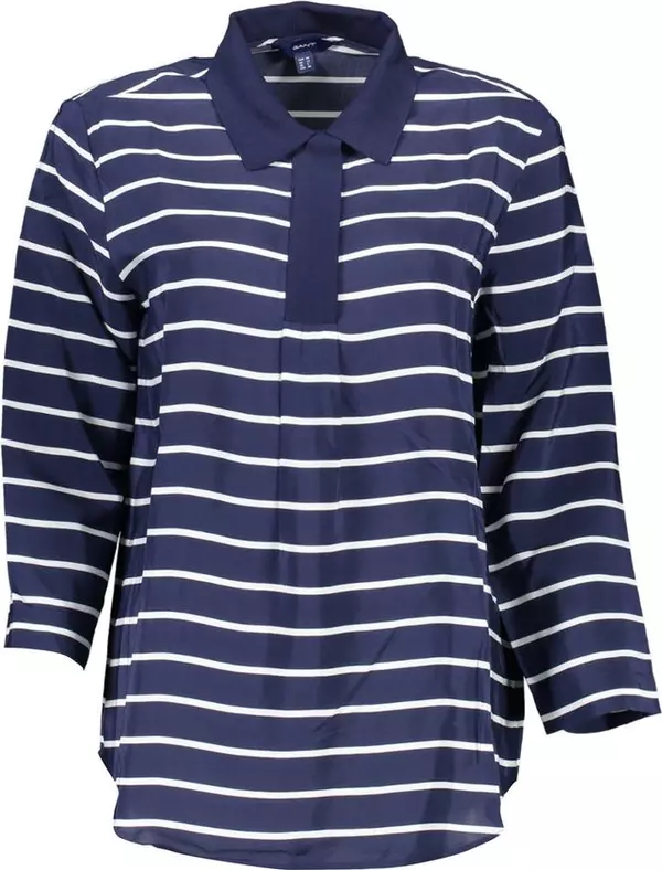 Blue Viscose Women Polo Shirt