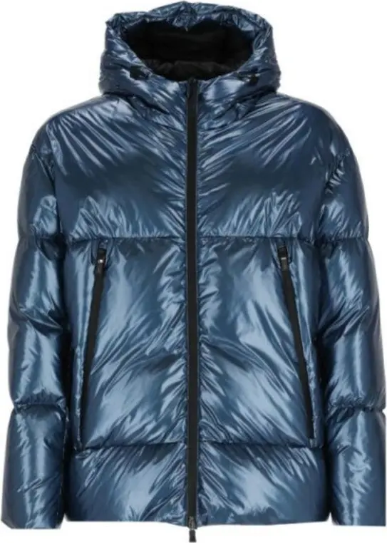 Blue Polyamide Full-Length Jacket