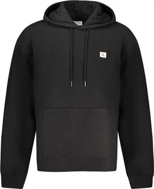 Black Cotton Men Hoodie