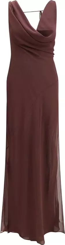 Brown Silk Long Dress