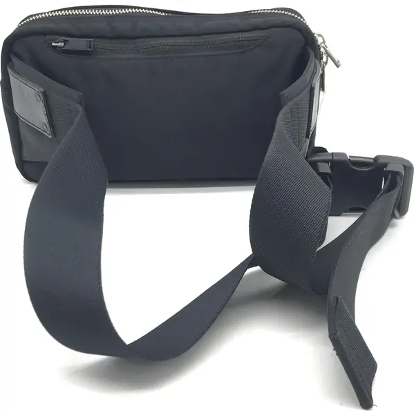 Black Waist Pouch With Zippered Compartments