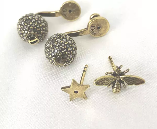Crystal Embellished Metal Bee Earrings