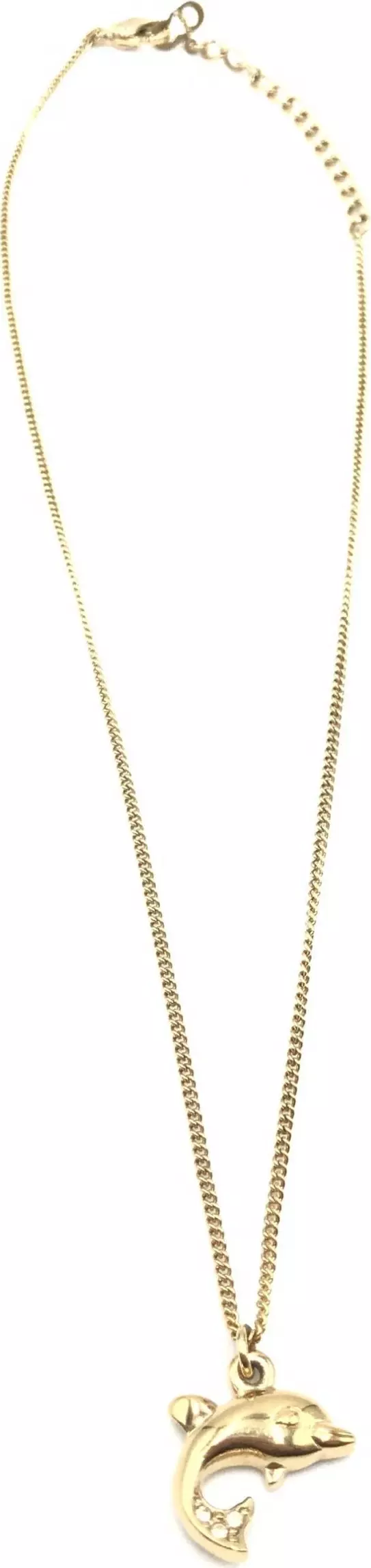 Dolphin Motif Rhinestone Gold Plated Necklace