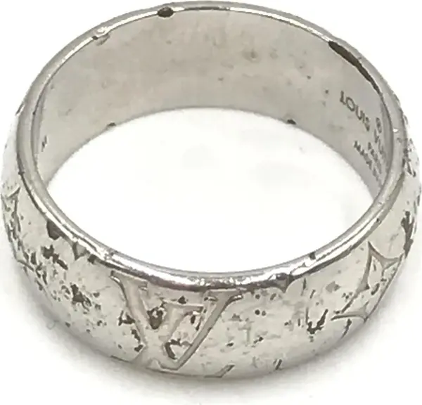 Silver-Tone Monogram Band Ring