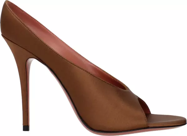 Brown Satin High Heel Pumps
