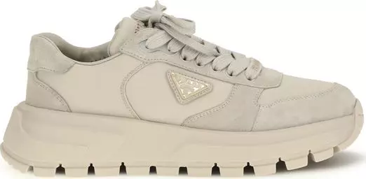 Beige Calf Leather Bos Taurus Athletic Sneakers