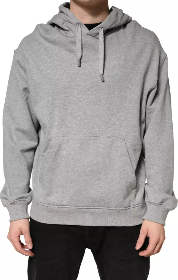 Gray Cotton Hooded Sweatshirt Sweater