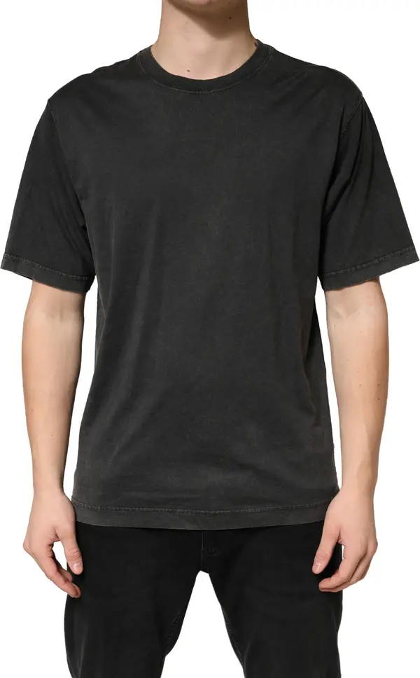 Black Cotton Crewneck Short Sleeve T-Shirt