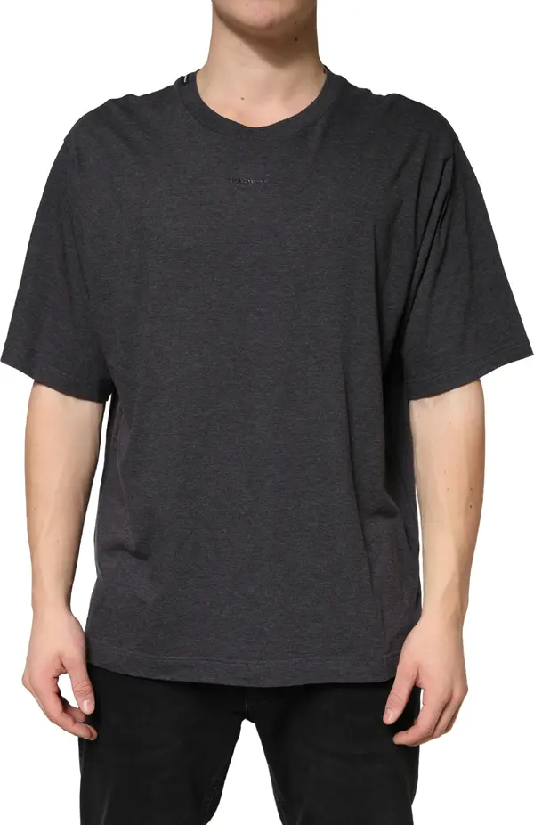Dark Grey Cotton Crewneck Short Sleeve