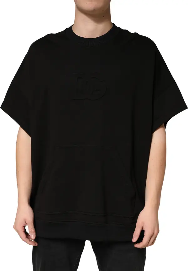 Black Cotton Crewneck Short Sleeve T-Shirt