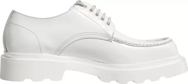 White Leather Chunky Sole Derby Shoes