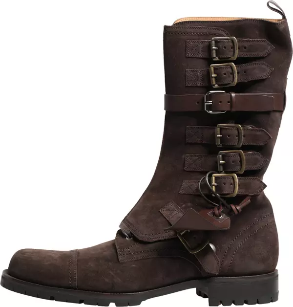Brown Suede Leather Combat Ankle Boots Shoes
