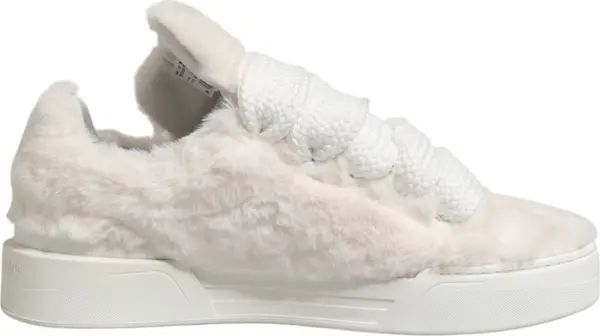 White Shearling Fur Bianco Low Top Sneakers Shoes