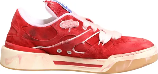 Red White Suede DG Logo Low Top Sneakers Shoes