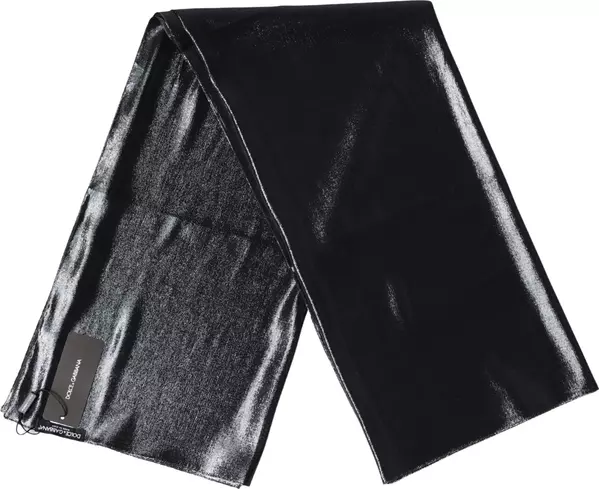 Black Silk Lurex Foulard Wrap Shawl 119cm x 117.5cm  Scarf