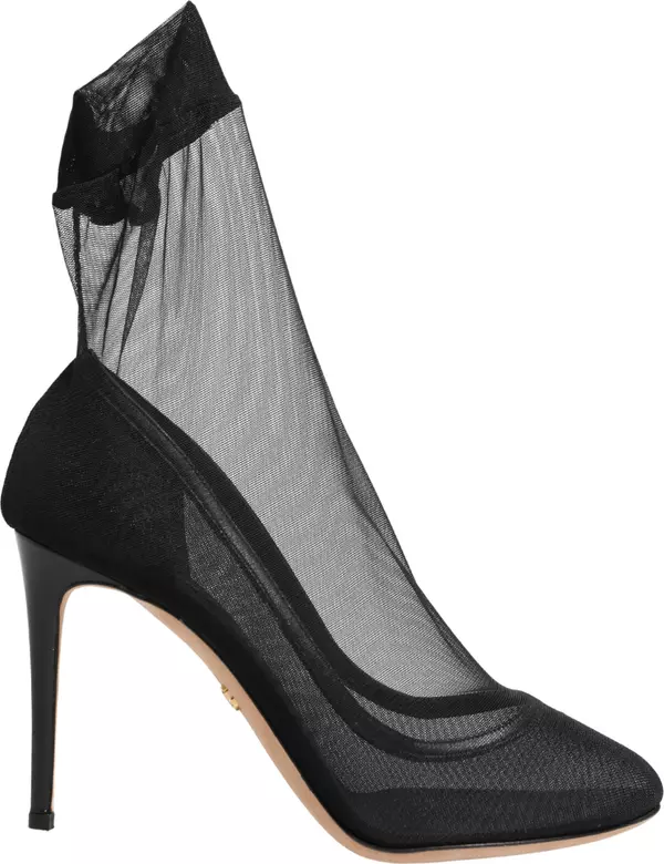 Black Nylon Stretch Mesh Sock Boots Shoes