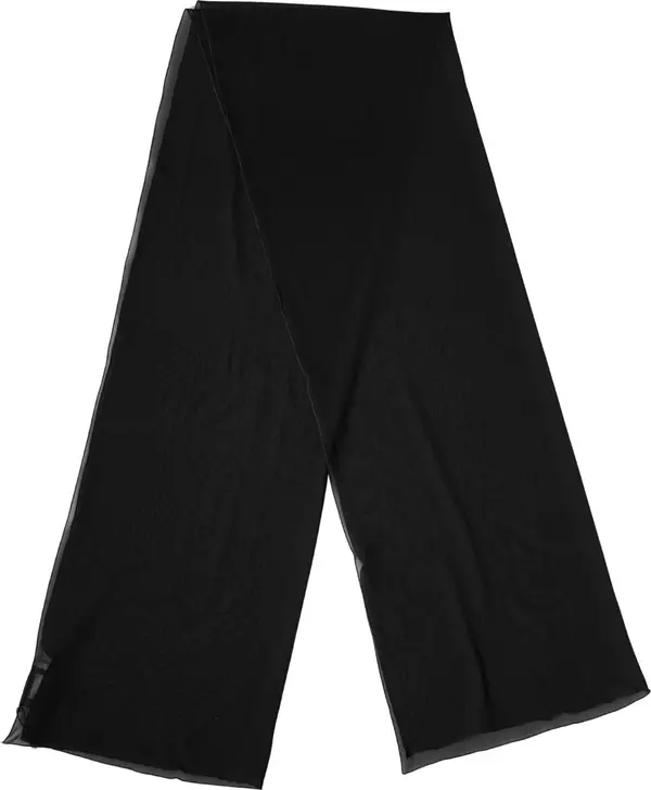 Black Silk Neck Wrap Shawl Stole 200cm x 64cm  Scarf