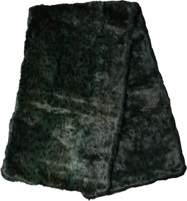 Black Green Stripe Fur Shawl Neck Wrap 180cm x49cm  Scarf