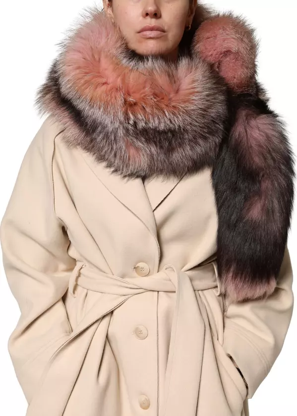Pink Frost Fox Fur Neck Warmer Winter 120cm x 27cm Scarf