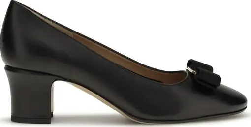 Black Calf Leather Bos Taurus Mid Heel Pumps