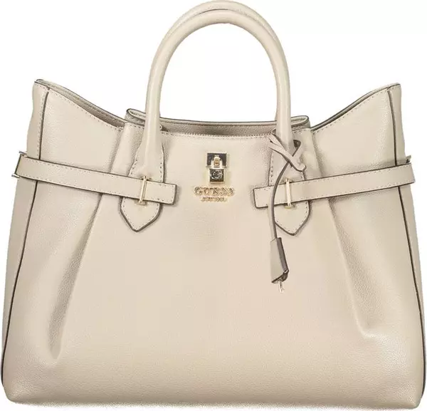 Beige Polyurethane Women's Handbag