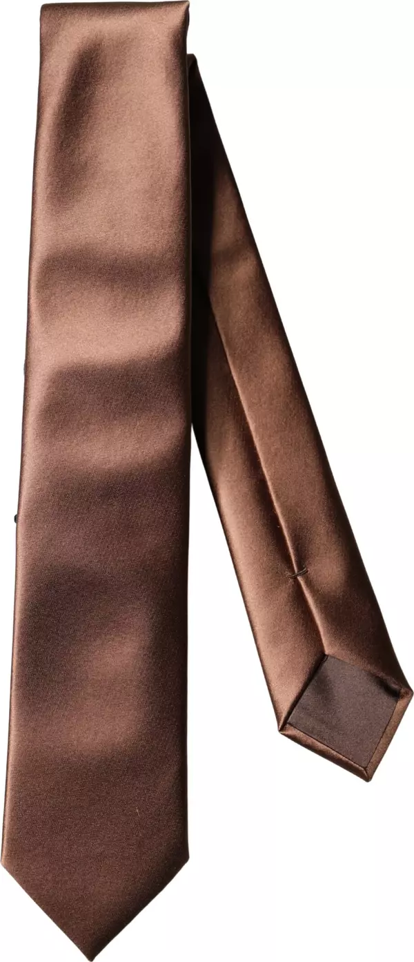 Brown Satin 100% Silk Wide Adjustable Men Necktie Tie