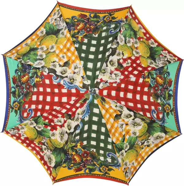 Multicolor Carretto Siciliano Print Collapsible Umbrella