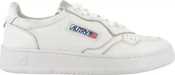 White Leather Low Top Sneakers