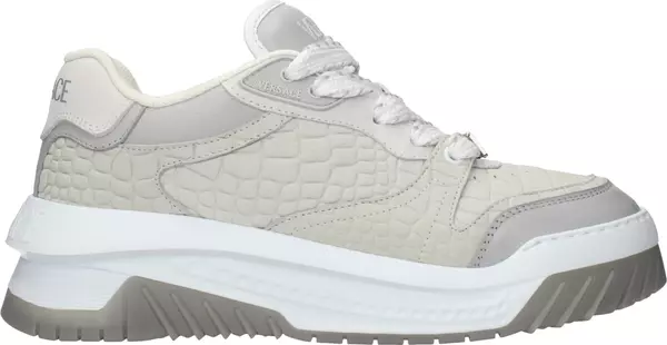 Gray Leather Low Top Sneakers