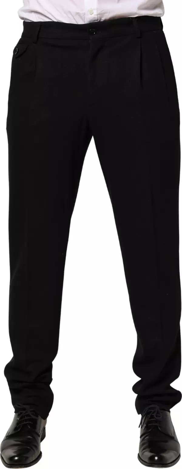 Black Wool Skinny Men Dress Trouser Pants