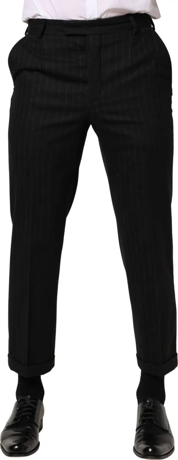 Black Stripes Wool Dress Formal Trouser Pants