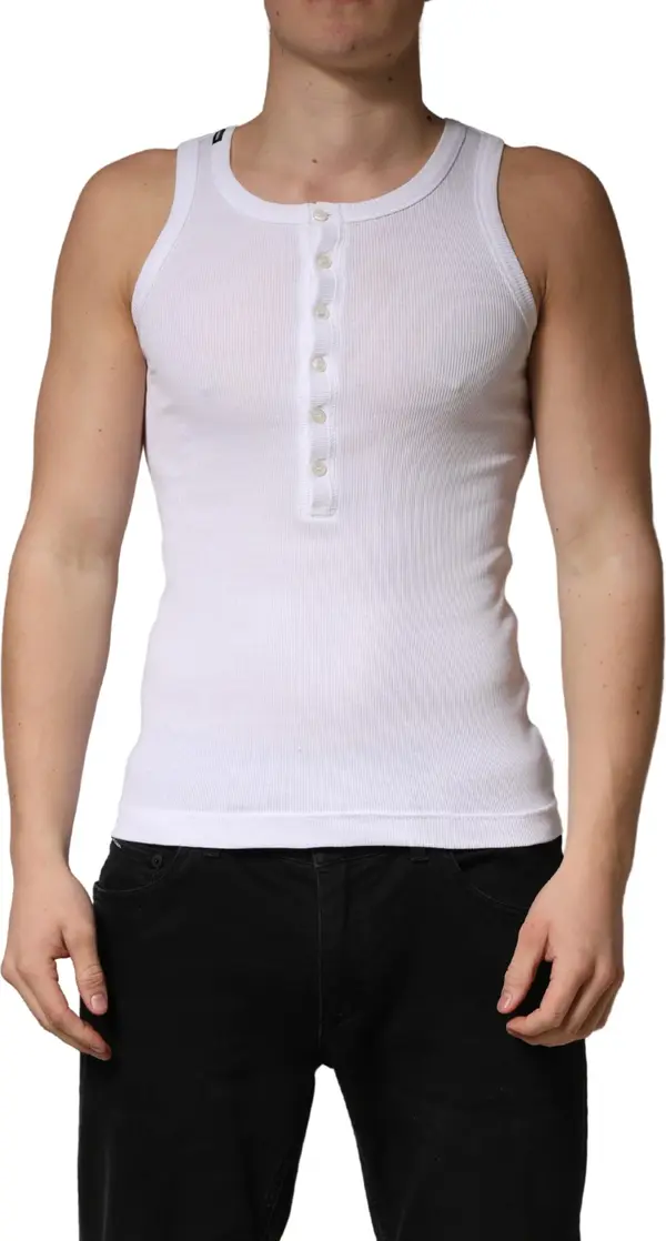 White Sleeveless Round Neck Tank Top T-shirt