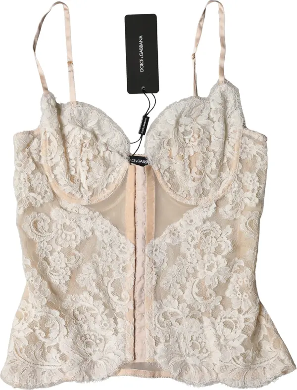 Beige Floral Lace Corset Lingerie Underwear