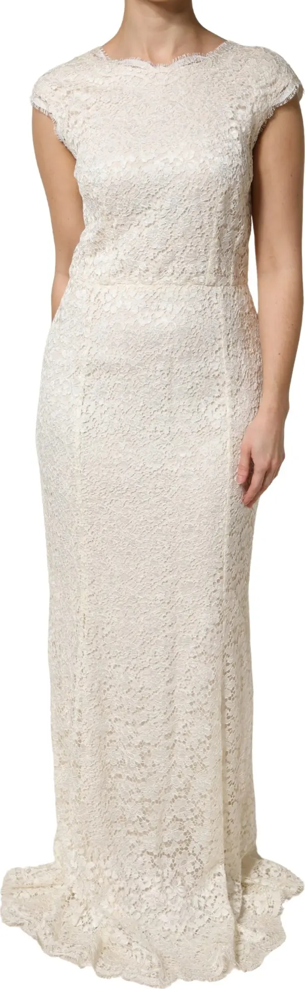 White Lace Viscose Sheath Long Gown Dress