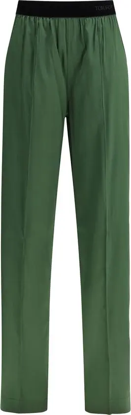Bicolor Silk Casual Pants