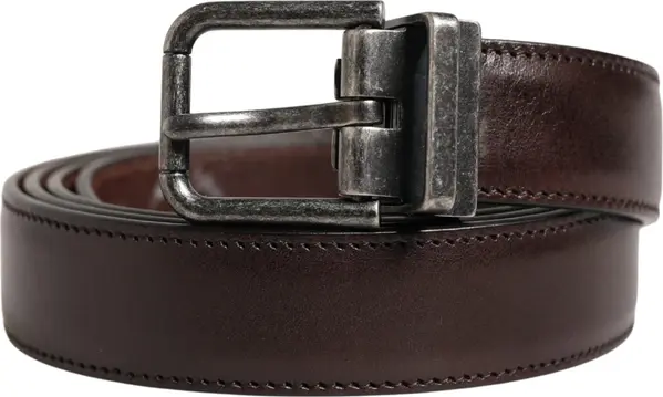 Men Brown Classic Leather Metal Buckle Belt